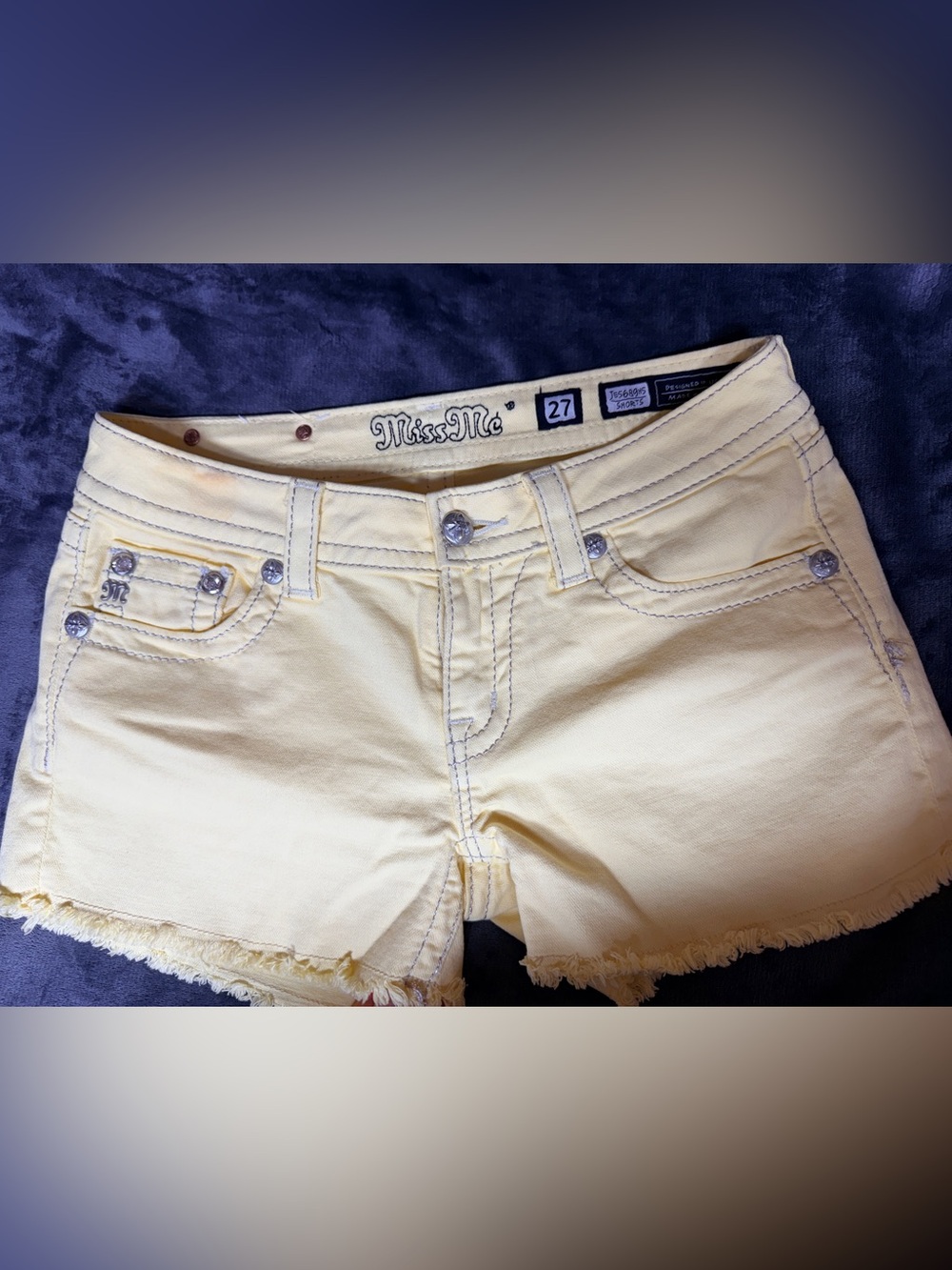 Miss Me Light Yellow Denim Cutoff Shorts